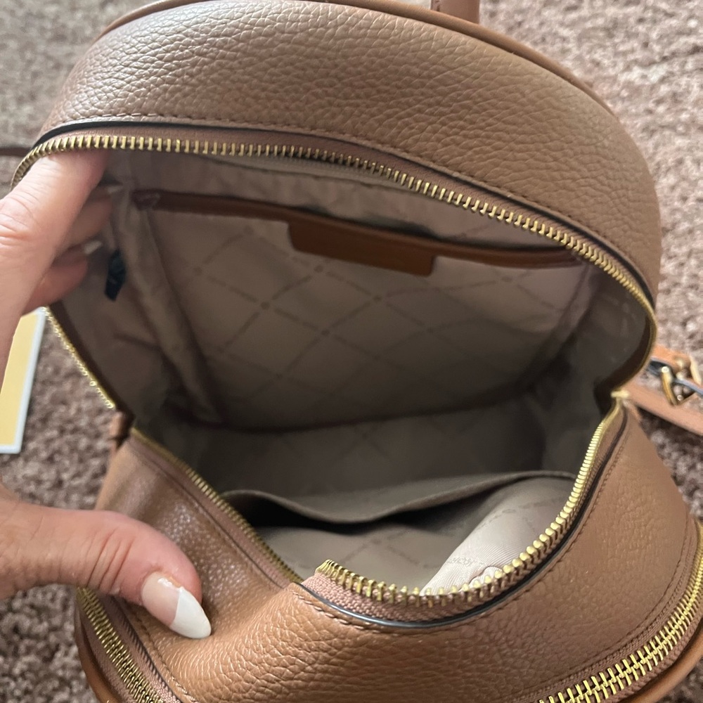 Michael Kors Tan Leather Backpack with Gold Accents - Picture 5 of 5